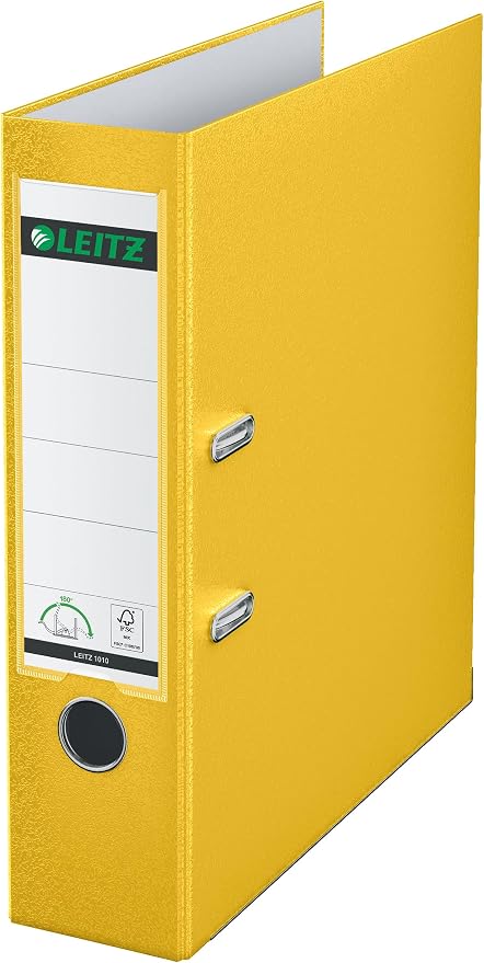 Leitz 2-Ring 3-Inch Premium Linen Textured A4 Sized European Binder, Yellow (1010-YE)
