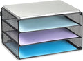 DALTACK 3 Tier Letter Tray Paper Organizer with Sliding Mesh Trays Black | Metal Mesh File Organizer with Sliding Trays for Letter and A4 Paper, Mail, Bills, Folders and Office Documents