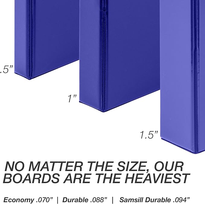 Samsill Durable 0.5 Inch Binder, D Ring Binder, Customizable Clear View Cover, Blue, 24 Pack, Each Holds 125 Pages