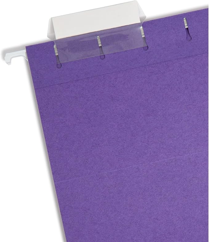 Smead Colored Hanging File Folder with Tab, 1/5-Cut Adjustable Tab, Letter Size, Purple, 25 per Box (64072) (Pack of 1)