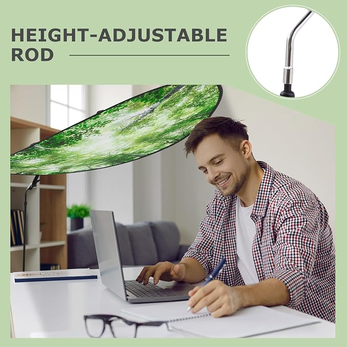 Large Adjustable Office Cubicle and Desk Shade,51'' Portable Cubicle Light Shade with Clamp Foldable Rotatable Canopy Blocks Light or Disturbance for Working Accessories(Forest)