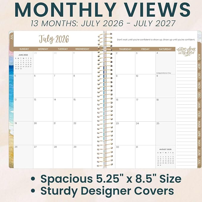 bloom daily planners 2026-2027 Planner - Academic Year (July 2026 - July 2027) Monthly & Weekly Soft Cover Planner for Women - 13 Month Calendar Agenda Book with Stickers - 5.5" x 8.25" - Coastal Calm