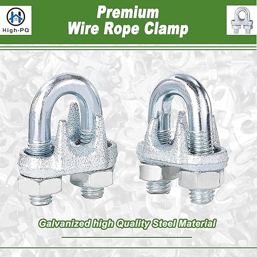 120PCS 5/16" M8 Zinc-Plated Wire Rope Clamps – Heavy Duty U-Bolt Cable Clips (Silver)