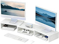 Desk Organizers and Accessories, Dual Monitor Stand Riser, Monitor Desk Shelf for Desktop Organization (White)