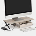 Anji Mountain Monitor Stand - Desktop Organizer & Laptop Riser, Ergonomic Monitor Riser, Space-Saving Monitor Stand for Desk, Durable Construction, Easy Assembly, Ideal for Home & Office,White Wash