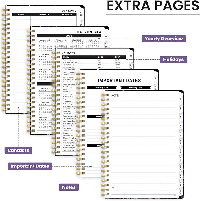 Planner 2026-2027, Academic Year Monthly & Weekly Planner Caledndar, July 2026 - June 2027, Hardcover Large Planning Agenda Book with Tabs for School Office Supplies, 8.5" x 11" - Enchanted Fungi