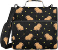 Capybara Stars Black Print Zipper Binder Bag 3 Ring with Shoulder Strap & Handle Multi Pocket Binder Organizer Bag Large Capacity for School Office Supplies