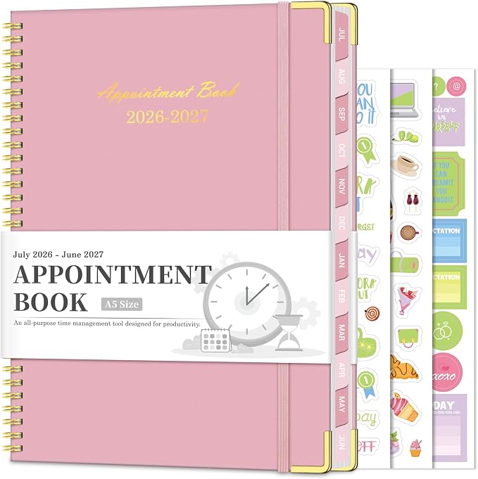 Appointment Book 2026-2027, 30-Minute Interval Hourly Planner, 6.3"×8.6"