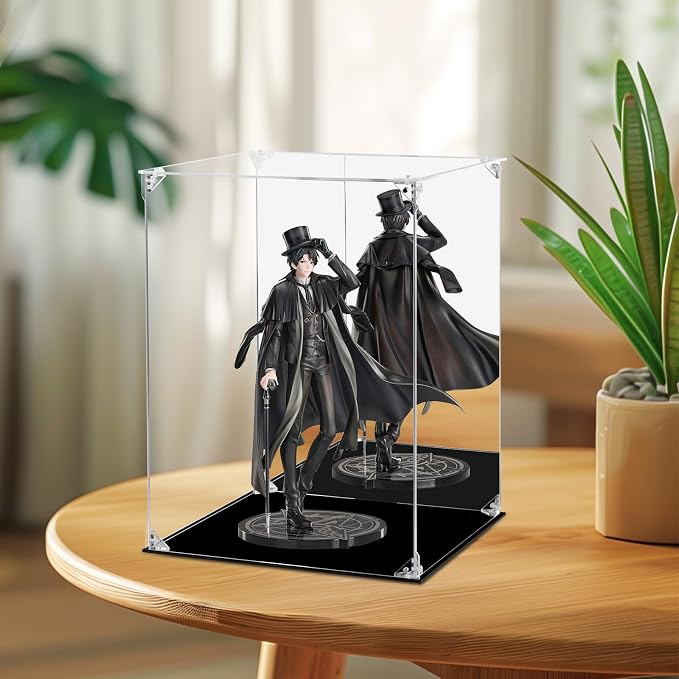 Acrylic Display Case Clear Action Figure Display Case with Mirrored Back, Dustproof Storage Display Box Alternative Glass Case for Collectibles Figures Models Doll Toys (12x12x15.7 inch, 30x30x40cm)