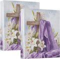 Holiday Cross&Lily Christian Easter Binder 3 Ring 1.5 Inch Binder with Clipboard&Pockets, Hardcover Binders Heavy Duty Large File Folder for Office School Supplies - Holds 200 Sheets, 2 PC