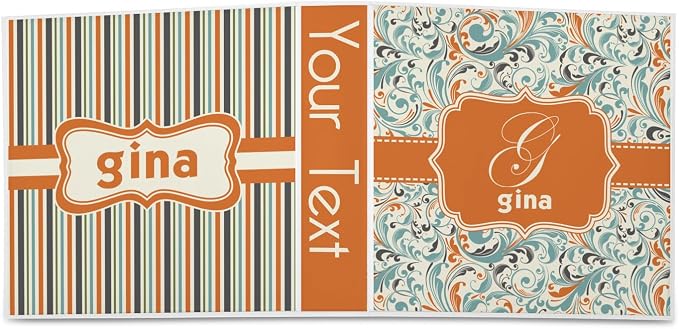 Personalized Orange & Blue Leafy Swirls 3-Ring Binder - 2 inch