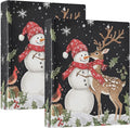 Cute Winter Snowman Deer Red Bird 3 Ring Binder 1.5" Decorative D-Ring Binder with Clipboard&3 Clear Pockets, Holds 200 Sheets A4 Size Paper Waterproof Binders for School Home Office|2 Pack
