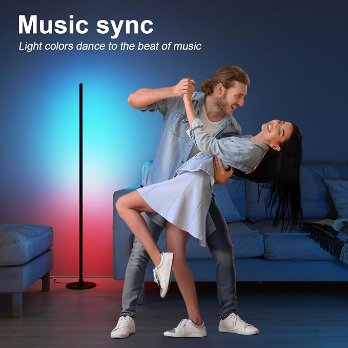 Lanmonlily Corner Floor Lamp 2-Pack with Alexa, Smart Modern Floor Lamp with Music Sync 16 Million Colors & 68+ Scene with APP and Remote Control, for Bedroom Living Room