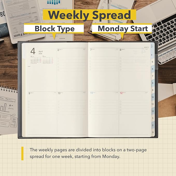 NOLTY Access A5-5 Weekly Planner 2026, April Start, Japanese Edition, Pink Beige, 2026-9684