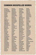 Commonly Misspelled Words Poster Writing Spelling For Elementary Middle Or High School Classroom Cool Wall Art Print Poster 12x18