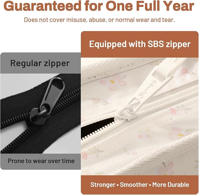 SUNEE Zippered Binder Bag with Handle, 2-Inch 3-Ring O-Ring, 500-Sheet Capacity, Includes Zip Pocket, 5-Tab Expanding File Folder, Multi-Pocket Organizer Binder for Middle School, Pink Little Flower
