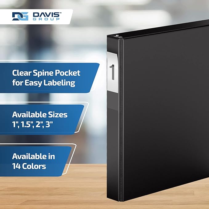 Premium Economy 6-Pack 3-Ring Binders for School or Office, D-Ring Binders, 1 Inch, Black