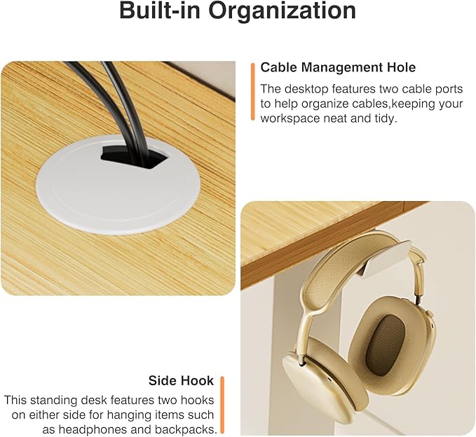 Sweetcrispy Electric Standing Desk, Computer Desk, 55x24 Inch | Adjustable Height, Splice Wood Board, 3 Memory Preset, Sit Stand Work Table for Home Office, Oak
