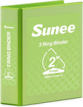 SUNEE 3 Ring Binder 2 Inch D Ring, Clear View Binder Three Ring PVC-Free (Fit 8.5x11 Inches) for School or Office Supplies, Tender Green, 1 Pack