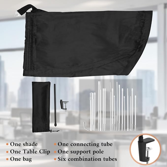 P Polerden Black Office Cubicle and Desk Shade for Cubicle to Block Light | for Light Sensititve Workers，Block Overhead Light,Glare,And Airflow,Uv-Resistant Fabric,Adjustable