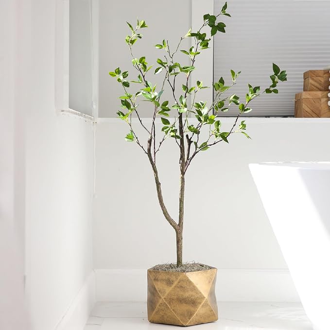 Nearly Natural 4ft Citrus Artificial Tree with Bendable Branches, Realistic 48in Minimalist Fake Tree with Nursery Planter for Indoor Home Decor, Living Room, and Office Decor