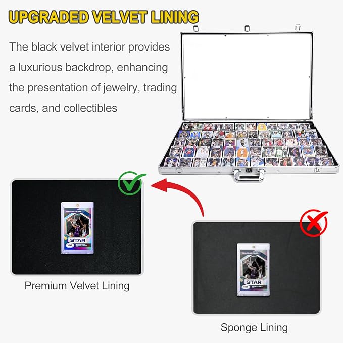 Trade Show Display Case – Large Aluminum Locking Tabletop Showcase | 34"x22", for Trading Cards, Sports Cards, TCG – Lightweight & Portable for Exhibitions, Conventions, and Collectibles, Silver