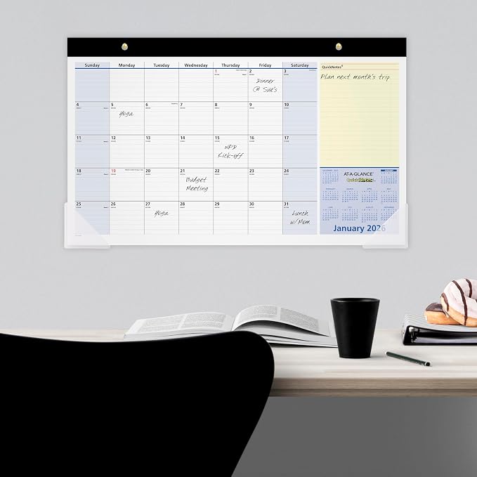 AT-A-GLANCE 2026 Desk Calendar, Monthly Desk Pad, 18" x 11", Compact, QuickNotes (SK7100026)
