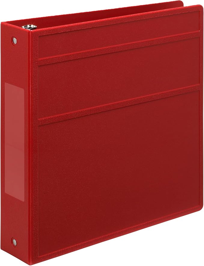 Carstens 2-Inch Heavy Duty 3-Ring Binder - Side Opening, Brick Red, Durable Plastic, No-Gap Rings, Waterproof Covers, No Pockets, Holds 300 US Letter Sheets, BPA-Free, Made in USA (2828-3R) Case of 16