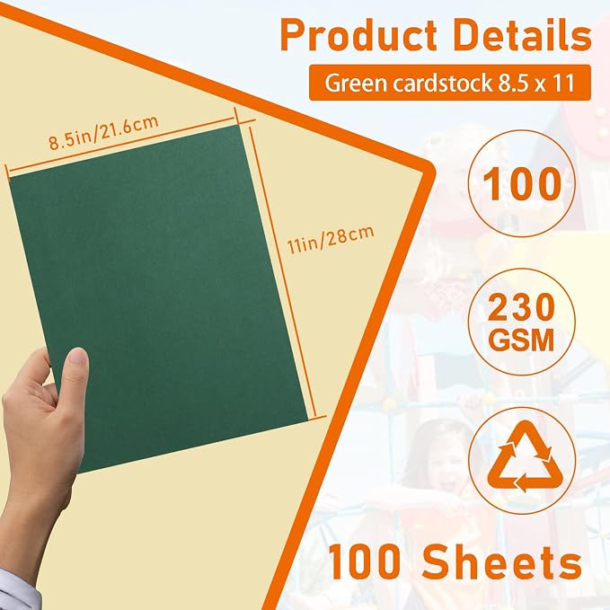 Guakicae 100 Sheets Dark Green Cardstock 8.5 x 11 Crafts Paper 80lb | Premium Christmas Green Card Stock for DIY Cards Making, Wedding Invitations, Thank You Cards, Certificates, Party