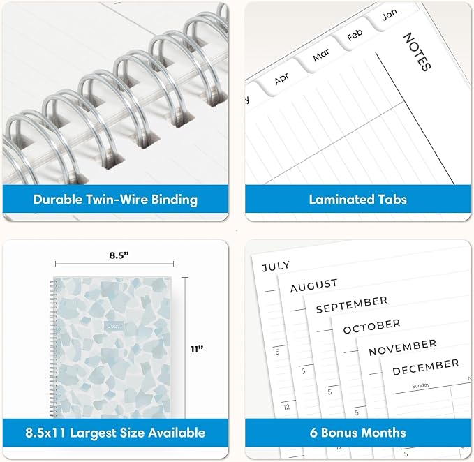 Blue Sky 2027 Weekly & Monthly Planner Calendar, 8.5"x11", Amitza