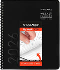 AT-A-GLANCE 2026 Planner, Weekly & Monthly, 7" x 8.75", Medium, Contemporary Lite, Black (7054XL0526)