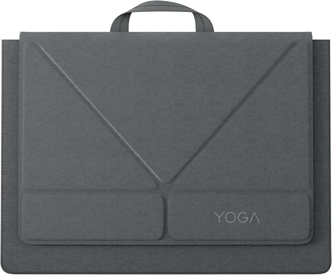 Lenovo Yoga Tote Sleeve Case for Laptops with 14-inch Display, Multi-Compartment Organizer with Convertible Stand, Lightweight Protective Polyester & Microfiber Sleeve, Luna Grey