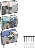 OYEAL Hanging Wall File Organizer, Mesh File Folder Holder for Home Offic | Mail Paper Orgnization, Hanging Wall Mounted Mail Organizer with Label Slots & Hooks, Magazine Rack, Vertical File Storage