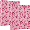 3 Ring Binder Cherry Bow 1.5 Inch Binders Letter Size Cute Decorative Hardcover with 3 Interior Pockets Y2K Preppy Pink Binder Organizer for Home School Office Supplies