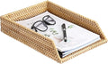 BTSKY Rattan Letter Tray for A4 File Desk Mail Letter Letter-Size Paper, Basket Woven Organizer, Office Document Organizer and Storage, Desk File Organizer Paper Tray, Paper Holder 13x10.3x2.8 Inch