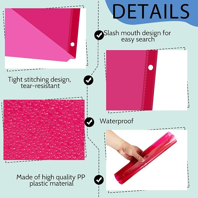 Maitys 50 Pack Binder Pockets 3 Ring, Letter Size 8.5x11,Dark Color | Clear Plastic Document Sleeves, Sheet Protectors with Slash Jacket, Fits Standard 3 Hole Binders, Organize Office Papers