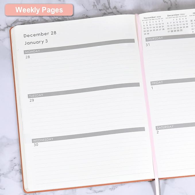 Planner 2026-2027 - Jul 2026 - Jun 2027, 8.5" x 11" 2026-2027 Planner Weekly and Monthly, Faux Leather Cover, Pen Holder, Pocket, 25 Notes Pages, A4 Premium Paper - Pink