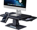 Ergonomic Height Adjustable Monitor Stand Riser,with Hidden Drawer | Knob Height Adjustment, Desktop Organizer for Home & Office Workspace, with Phone Holder & Pen Slot