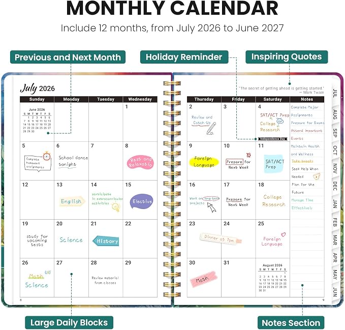 ZOTIA Planner 2026-2027 Weekly & Monthly Calendar Planner Jul 2026-Jun 2027