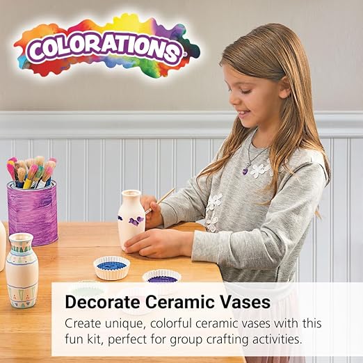 Colorations Decorative Ceramic Vases, Set of 12, Small, Unfinished | Ages 5+, Kindergarten+, Coated on Inside, Gift, DIY, Ready to Decorate, Arts & Crafts, Craft Project,