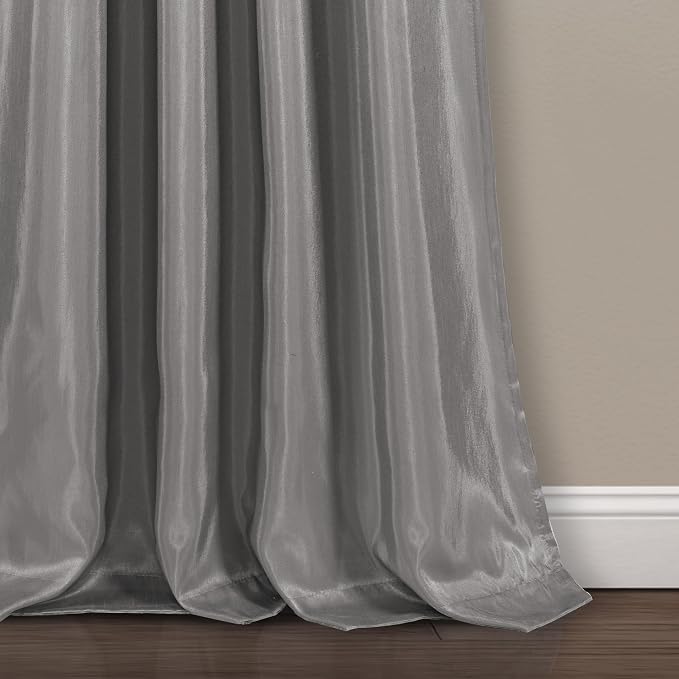 Lush Decor Night Sky Window Curtain Panel, Single, 42" W x 95" L, Black & Gray - Sequin Curtains - Sparkle & Color Block Design - Modern Glam Decor - Long Curtains For Bedroom & Living Room
