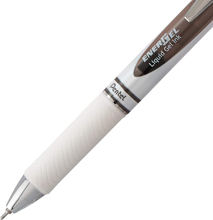 Pentel EnerGel Pearl RTX Retractable Liquid Gel Pen, (0.7mm), Medium Line, Needle Tip, Black Ink, 12 pack (BLN77PW-A)