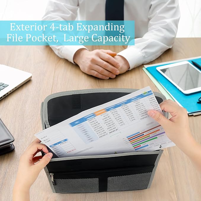 Accordion File Organizer Business Organizer Binder Accordion with Zipper Multi Pocket Folder for Office Supplies