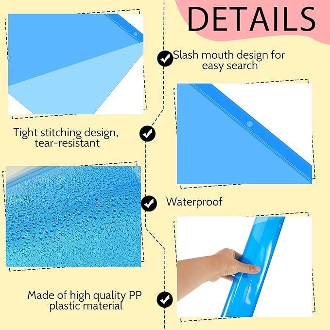 Maitys 30 Pack Binder Pockets 3 Ring, Letter Size 8.5x11,Candy Color | Clear Plastic Document Sleeves, Sheet Protectors with Slash Jacket, Fits Standard 3 Hole Binders, Organize Office Papers