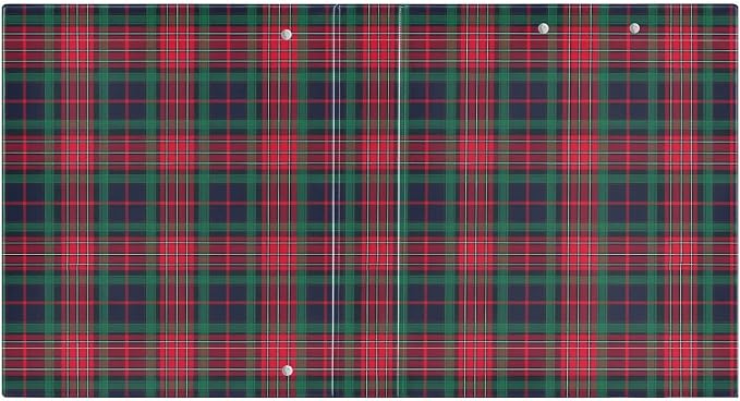 Red and Green Plaid 3 Ring Binder 1.5" Decorative D-Ring Binder with Clipboard&3 Clear Pockets, Holds 200 Sheets A4 Size Paper Waterproof Binders for School Home Office|2 Pack