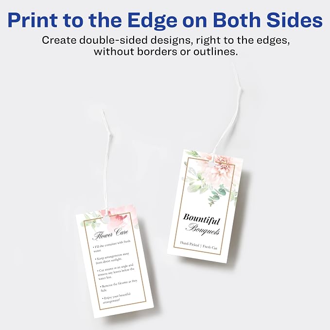 Avery Rectangle Tags, Sure Feed Technology, 2" x 3.5", Matte White, Strings Included, 80 Total, Print-to-the-Edge, Laser/Inkjet Printable (80514)