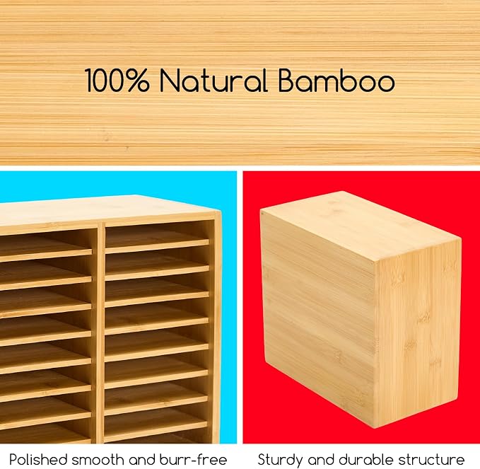 MEEDEN Bamboo Marker Organizer for Desk: Holds 224 Pens with 32 Compartments- Art Supply Storage & Holder for Alcohol Markers，Pens，Pencils