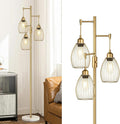 Torondo Dimmable Floor Lamps for Living Room, Industrial Standing Lamp with Marble Base, Gold Tree Tall Pole Light with 3 Elegant Teardrop Cage Head & 800 Lumens LED Bulbs for Bedroom Office
