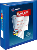 Avery® Heavy-Duty View 3 Ring Binder, 2" Rings, 1 Pacific Blue Binder | For Heavy School, Home and Office Use, DuraHinge Tear-Resistant Spine, DuraEdge Split-Resistant Sides, Linen-Texture Finish