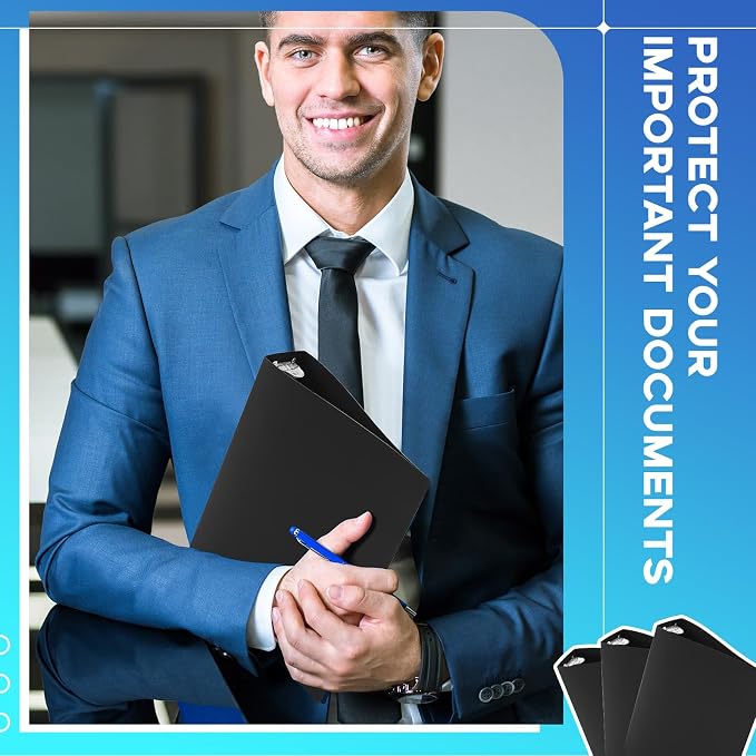 Henoyso 2 Inch 6 Pack Mini 3 Ring Binders for 5.5"x8.5" Paper,Black | Holds 375 Sheets, Plastic Small Binders, Round Three Rings, Flexible PP Covers, School Office, Photo Album Planner Journal